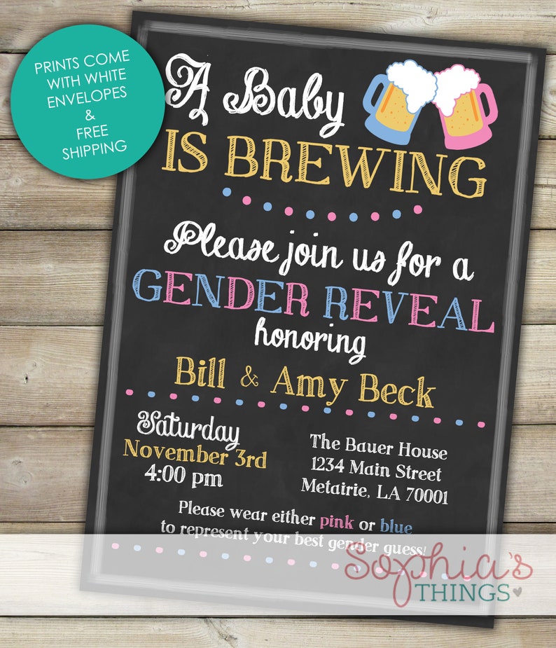 A Baby is Brewing Gender Reveal Invitation Beer Gender Reveal Etsy