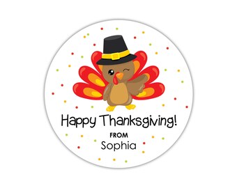 Personalized Thanksgiving Favor Tags: Little Turkey Design