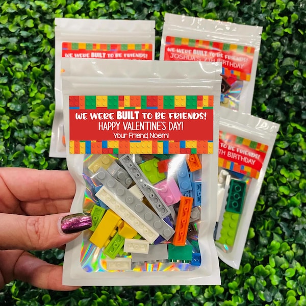 Personalized Building Block Valentine's Kit: Non-candy Valentine Classroom Gift for Students