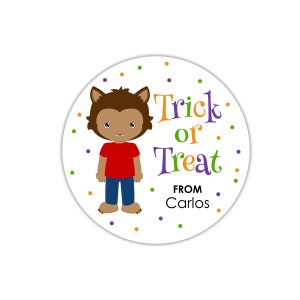 Personalized Halloween Labels, Trick or Treat Stickers, Halloween Treat Label, Halloween Thank You Sticker, Treat Bag Party Favors, Werewolf