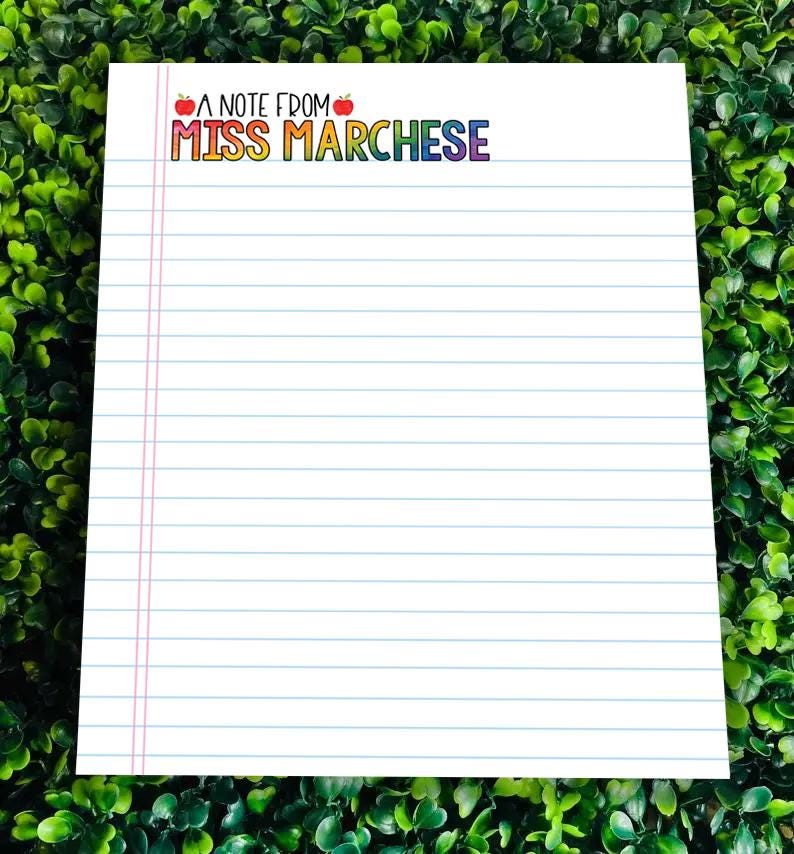 Personalized Teacher Notepad, Custom Teacher Writing Pad, Teacher Appreciation Gift, Gift For Teacher, Back To School End of Year Stationery