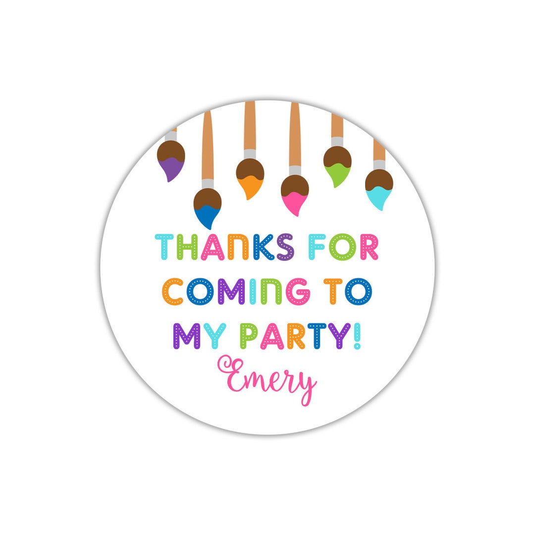 Paint Party Thank You Tags, Art Party Tags, Canvas Paint Party Favor