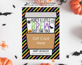 Personalized Halloween Coffee Gift Card Holder: Teacher, Staff, Friend