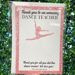 PRINTED Dance Teacher Gift Card Holder, Dance Teacher Thank You Card, Dance Teacher Appreciation Card, Ballet Tap Jazz Hip Hop Dance Gift