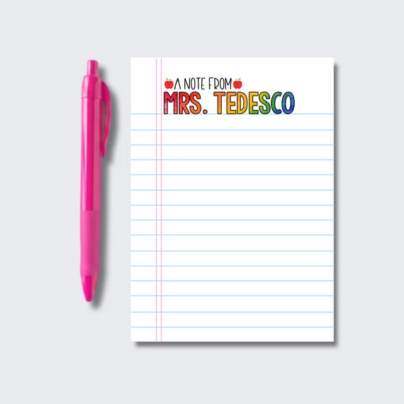 Personalized Teacher Notepad: Custom Stationery Gift
