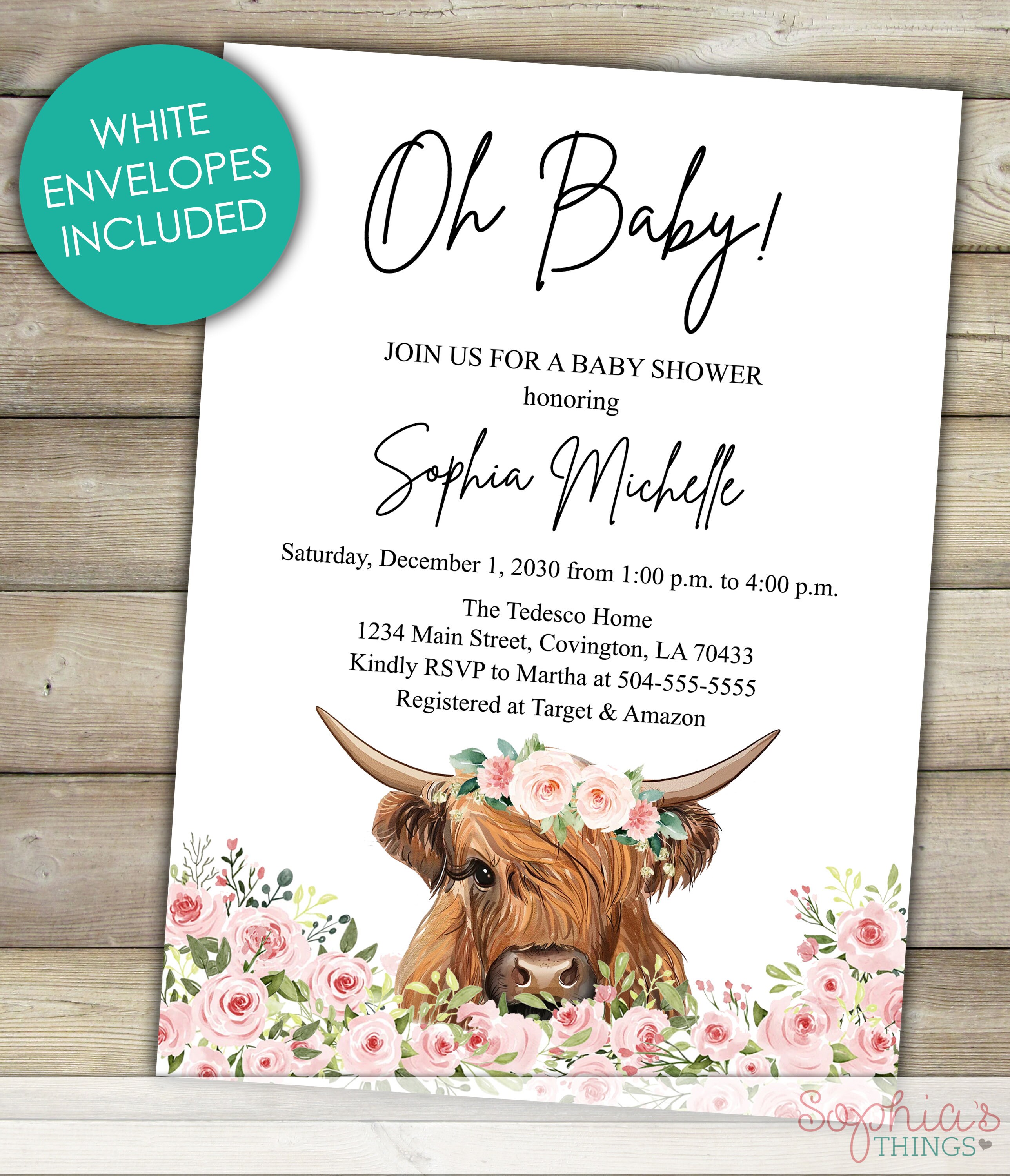 Printable Highland Cow Baby Baby Shower Invite (Download Now) 