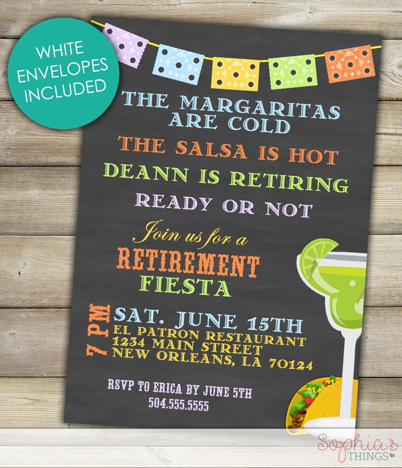 Retirement Party Invitation Retirement Fiesta Invitation Etsy