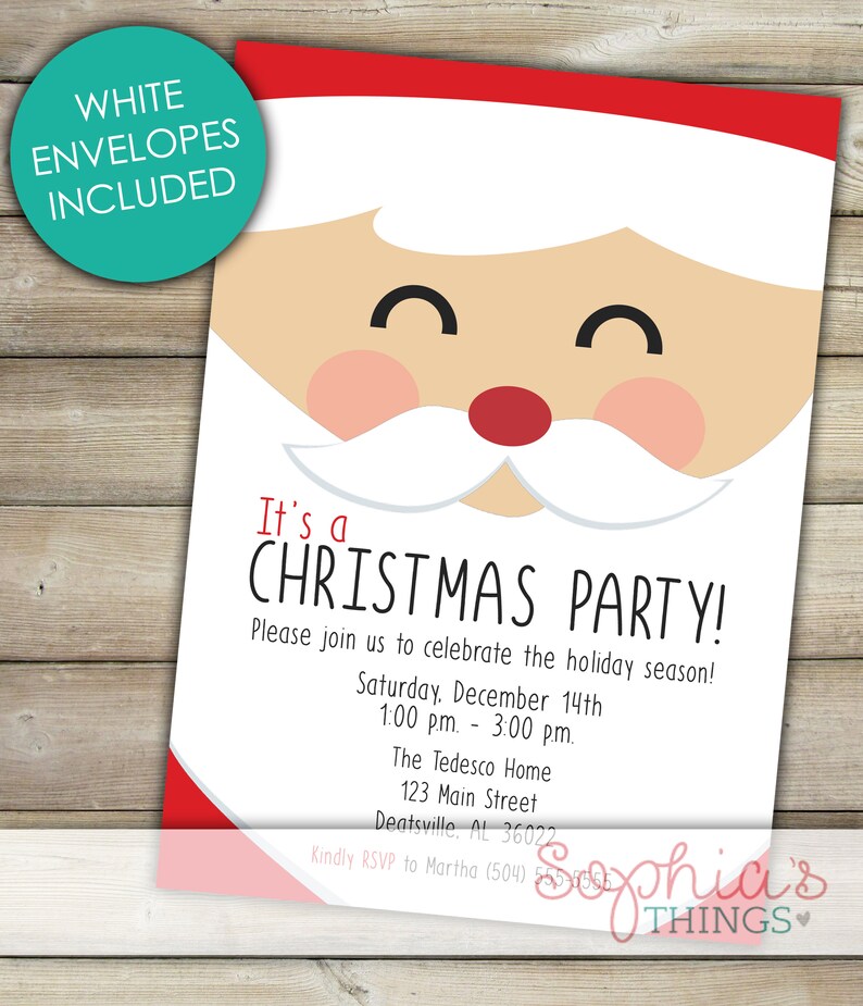 Christmas Party Invitation Santa Invitation Holiday Party Invite Breakfast With Santa Kids Christmas Party Invitation Santa Claus