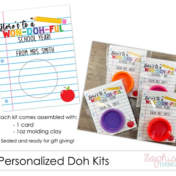 Back To School Gift, Personalized Play Mold Doh Gift, First Day of School Class Gift, Open House Gift, Kindergarten Preschool Classroom Gift