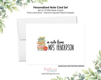 Teacher Note Card Set, Teacher Appreciation Gift, Cute Teacher Gift, Personalized Teacher Gift, Teacher Christmas Gift, Back To School Gift