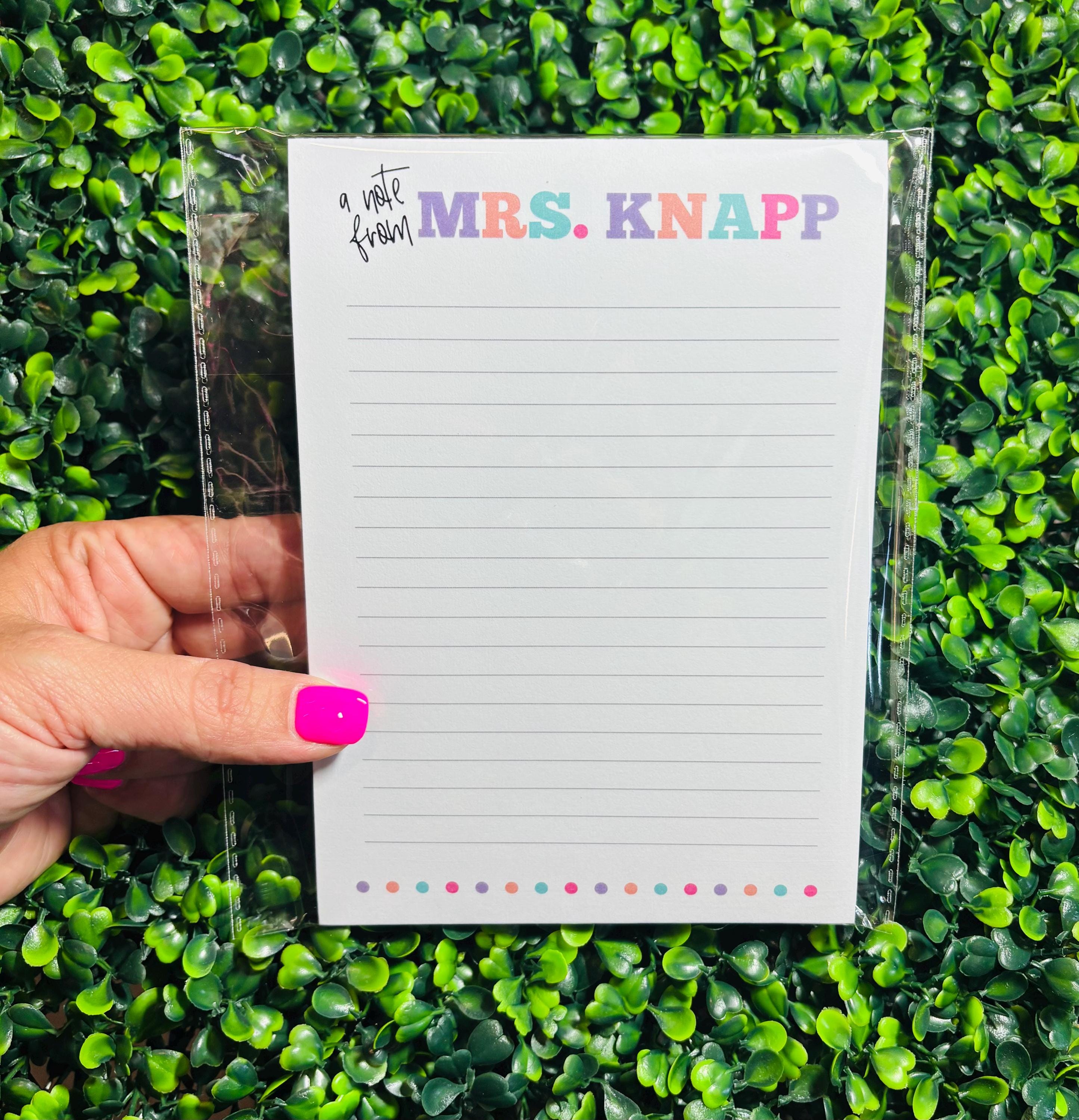 Personalized Teacher Notepad: Custom Stationery Gift - Etsy
