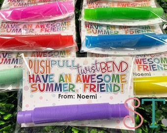 End of Year Gift, Last Day of School Summer Break Fidget Sensory Gift, Pop Tube Toy, Fidget Pop Tube Party Favor, Kindergarten Graduation