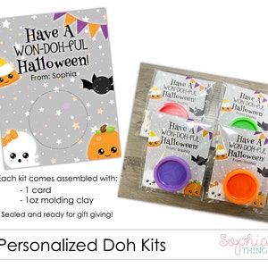 Halloween Doh Card, Personalized Play Mold Doh Gift, Halloween Party Class Gift, Trick or Treat Gift, Kindergarten Preschool Classroom Gift