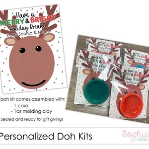 Christmas Play Mold Kits, Personalized Holiday Doh Treat Bags, Classroom Gifts, Christmas Party Favor Treats, Winter Party, SOLD IN SETS