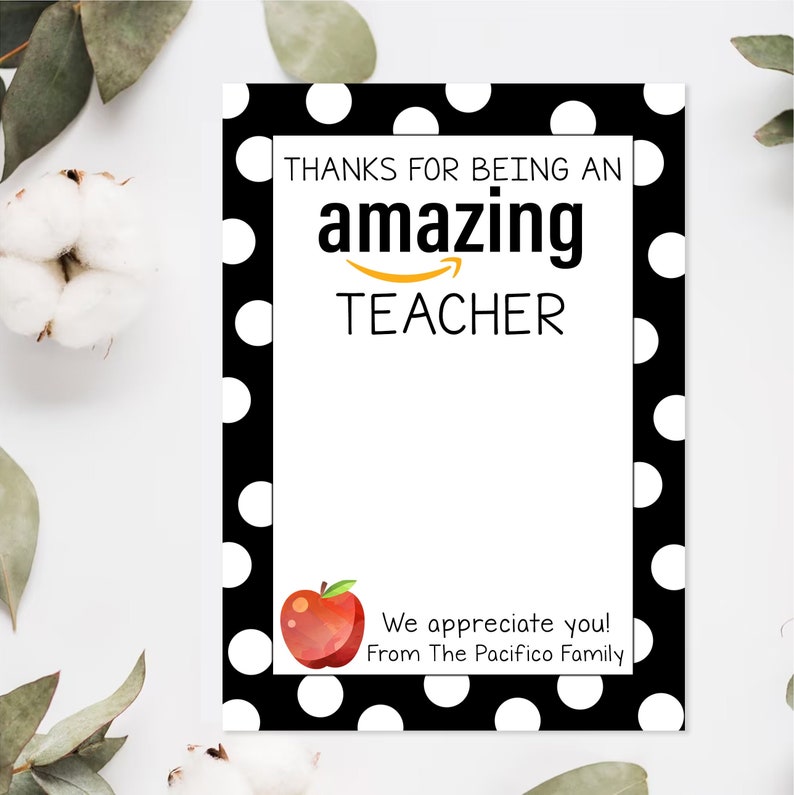 PRINTED Amazon Gift Card Holder, Thanks For Being So Amazing, Teacher Appreciation Gift Card Holder, Teacher Thank You Gift, Teacher Gift image 1
