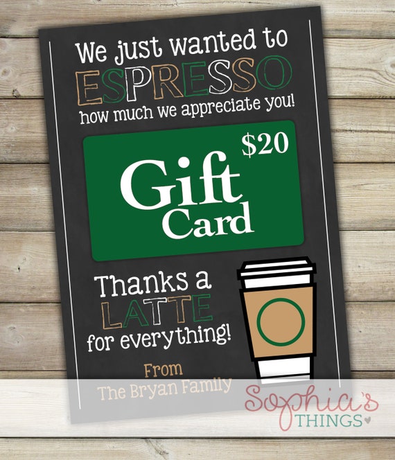 Starbucks Gift Card Holder Thanks A Latte We Just Wanted To Etsy