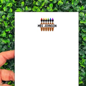 Personalized Art Teacher Notepad: Paint Brush Design, Teacher Appreciation Gift