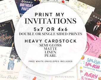 Invitation Printing Service, Print My Cards - Matte, Glossy, Linen, or Pearl Cardstock