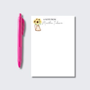 Personalized Sunflower Notepad: Custom Teacher Appreciation Gift