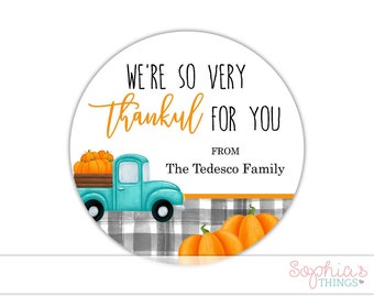 Thanksgiving Gift Tags, Grateful Thankful For You, Holiday Fall Staff Teacher Volunteer Gift, Treat Bag Tags, Happy Thanksgiving Treat Tags