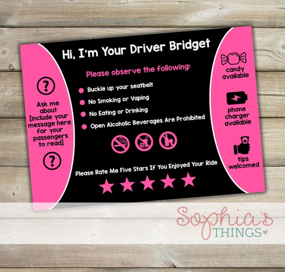 Personalized Printable Uber Sign Personalized Printable Lyft | Etsy