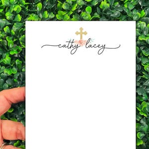 Personalized Floral Cross Notepad: Christian Stationery