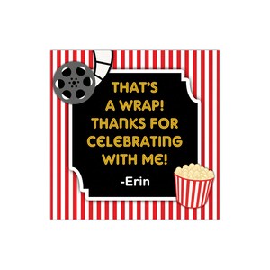 Movie Ticket Thank You Tags, Movie Party Thank You Gift Tags, Movie Night Thank You Tag, Movie Birthday Tags, Party Favor Tags