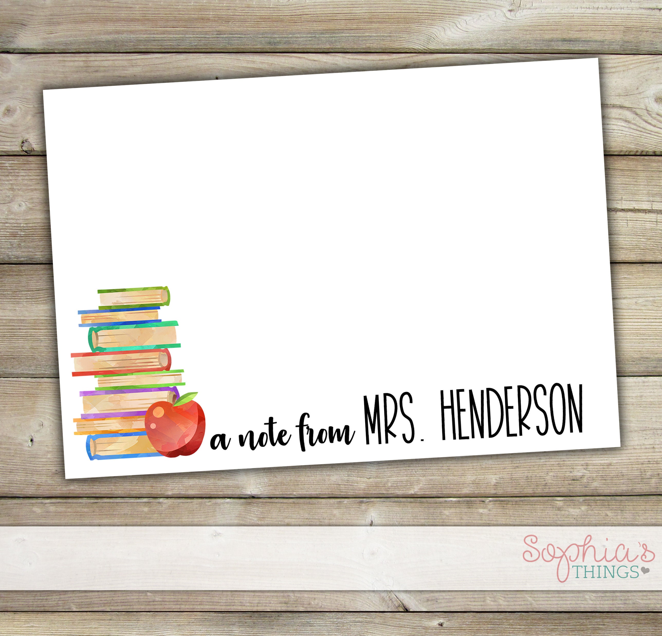 Teacher Personalized Stationery Teacher Note Card Set Etsy