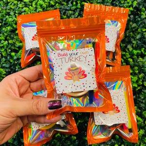 Thanksgiving Party Favor, Build Your Own Turkey Kit, Friendsgiving Treat Bags, Classroom Activity, Class Party Craft, Fall Kids Party Favors