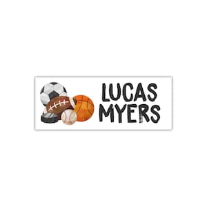 Sports School Supply Labels, Waterproof Labels, Personalized Name Labels, Football Baseball Basketball Name Stickers, Bottle Labels