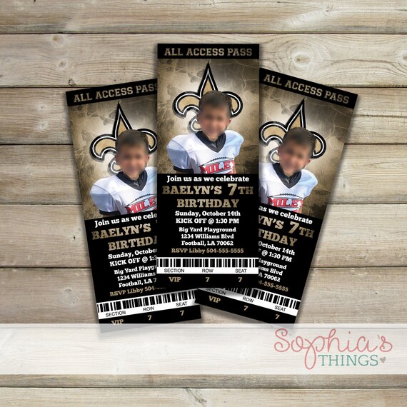 New Orleans Saints Birthday Ticket Invitation Saints Ticket | Etsy