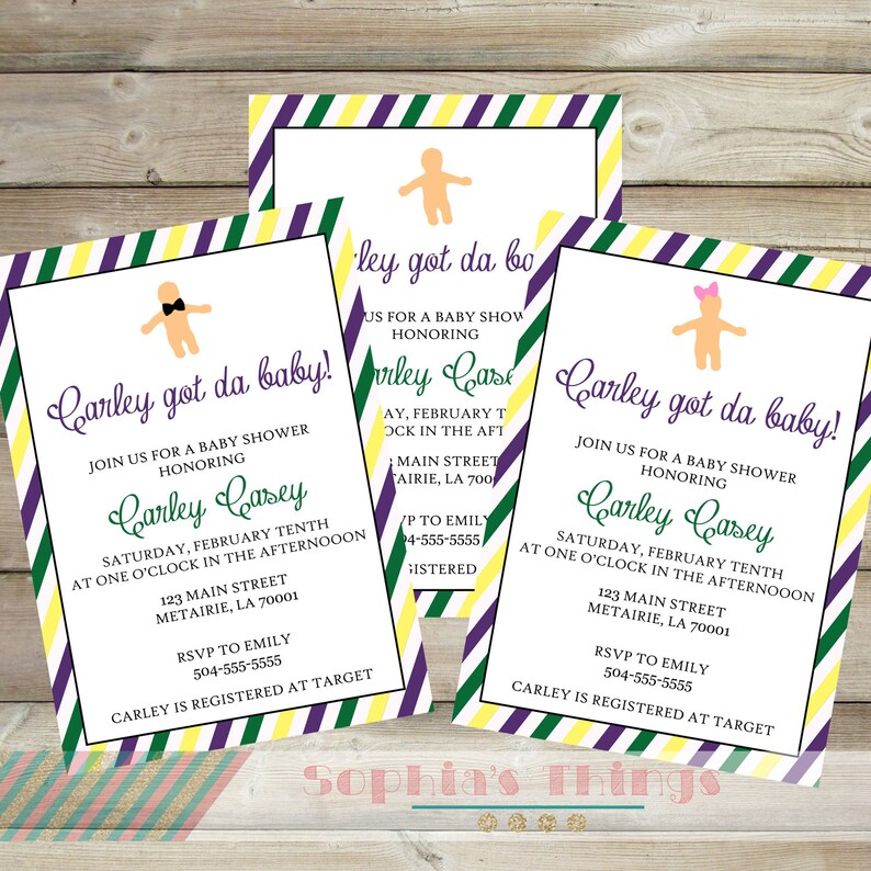 Mardi Gras Baby Shower Gender Reveal Baby Sprinkle Couples Etsy
