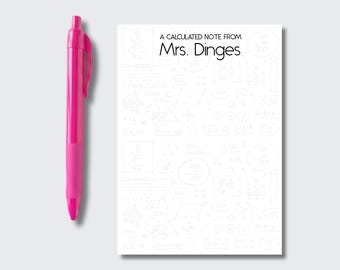 Personalized Math Teacher Notepad: Algebra Stationery Gift