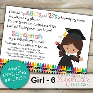 Girls Preschool Graduation Invitation, Pre-school Graduation Invite ...