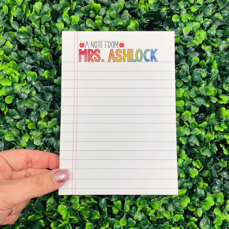 Personalized Teacher Notepad, Custom Teacher Writing Pad, Teacher Appreciation Gift, Gift For Teacher, Back To School End of Year Stationery