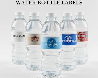 Custom Water Bottle Label Printing Service | Waterproof Labels | Your Design Printed | Personalized Bottle Stickers