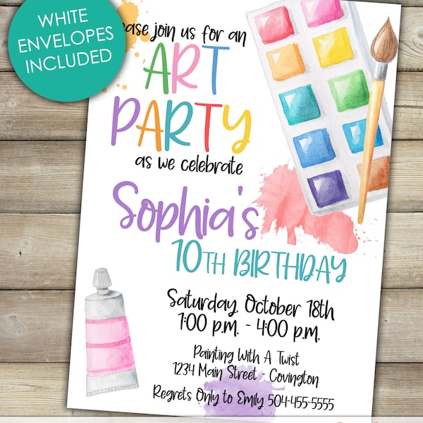 Art Party Invitation, Paint Party Birthday Invitation, Painting Party Invite, Paint Party Theme, Painting Invitation, Paint Birthday Invite