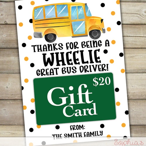PRINTED Bus Driver Thank You Card Bus Driver Gift Card Etsy
