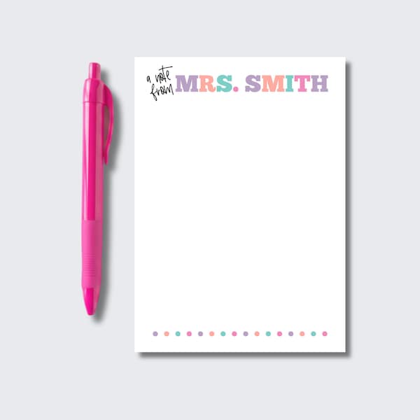 Personalized Teacher Notepad: Custom Stationery Gift