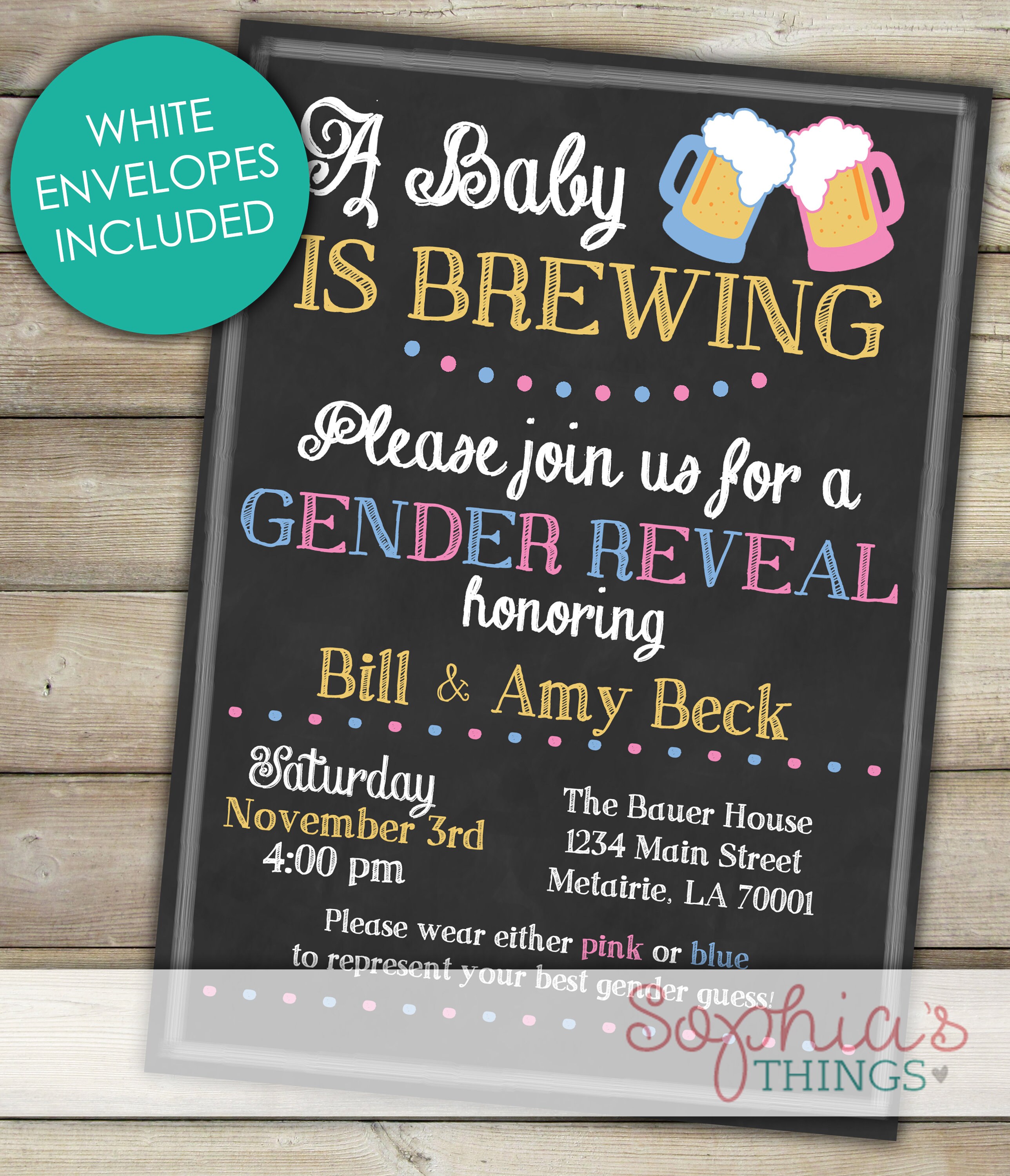 A Baby Is Brewing Gender Reveal Invitation Beer Gender Reveal Etsy