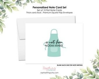 Personalized Kitchen Note Cards, Apron Baking Note Card Set, Baker Gift, Baking, Cook Chef Stationery, Gift for Mom, Sister, Birthday