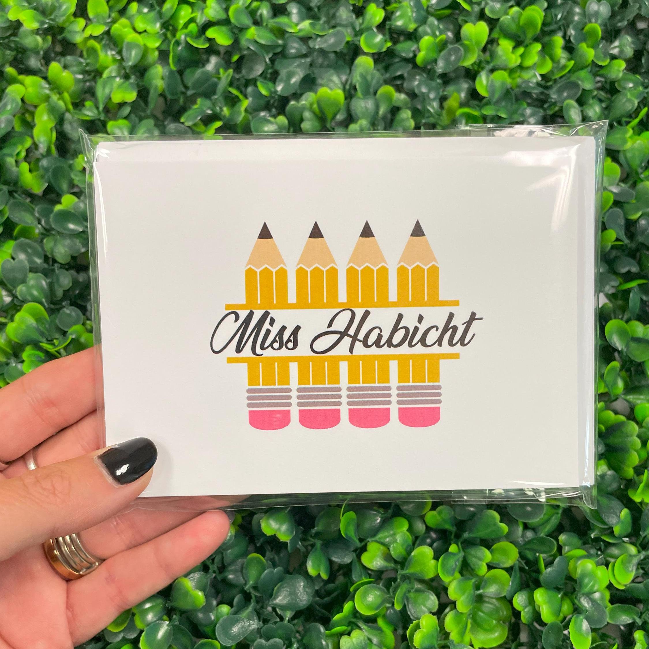 Personalized Teacher Note Card Set: Yellow Pencil Stationery - Etsy