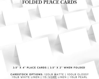 Custom Folded Place Cards Printing Service: Glossy, Matte, Linen, Pearl Cardstock
