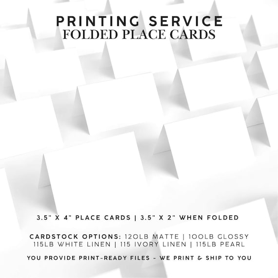 Custom Folded Place Cards Printing Service: Glossy, Matte, Linen, Pearl Cardstock
