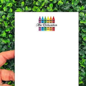 Personalized Teacher Notepad, Custom Crayons Teacher Writing Pad, Teacher Appreciation Gift, Teacher Gift, Gift For Teacher, Stationery Gift