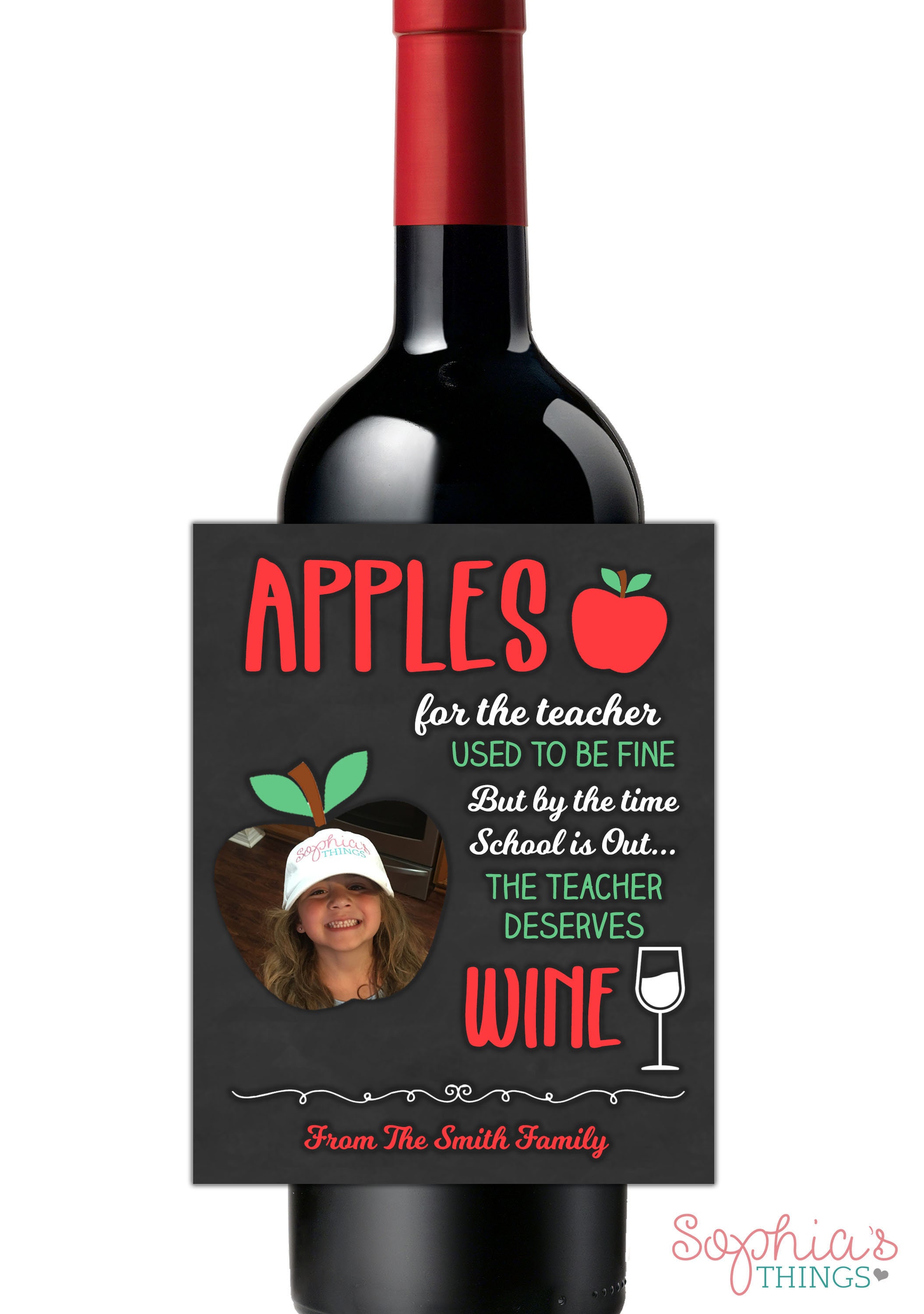 Teacher Wine Label - Etsy