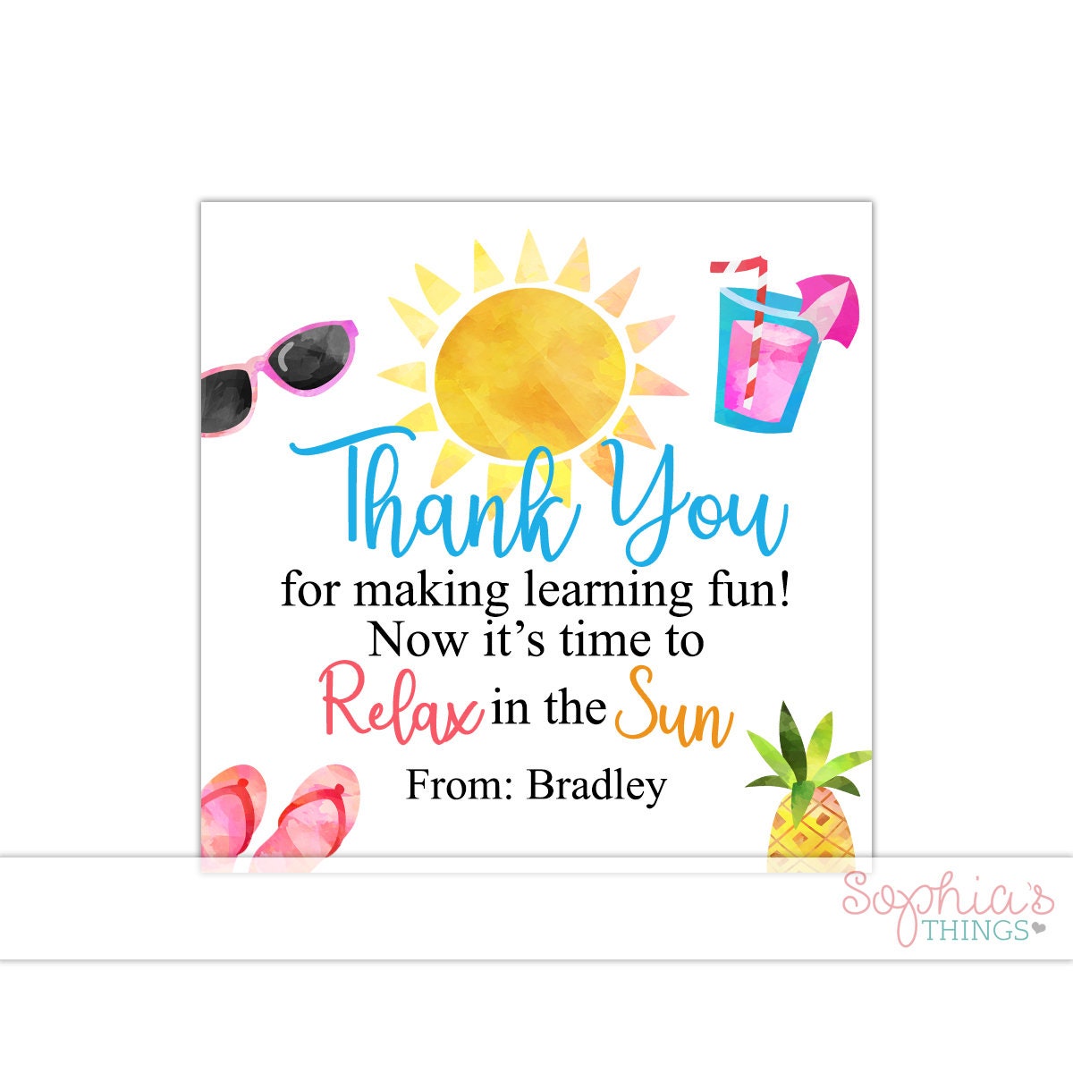 Personalized End of School Year Gift Tags: Summer Thank You Teacher Tag ...