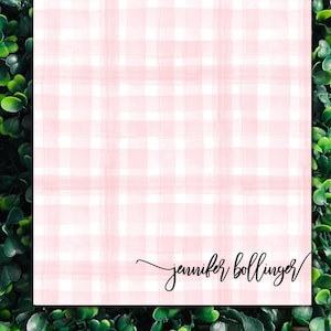 Personalized Gingham Notepad: Custom Stationery Gift