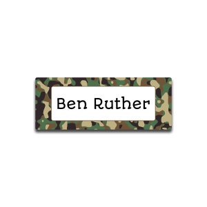 Camouflage School Supply Labels: Personalized Waterproof Name Stickers