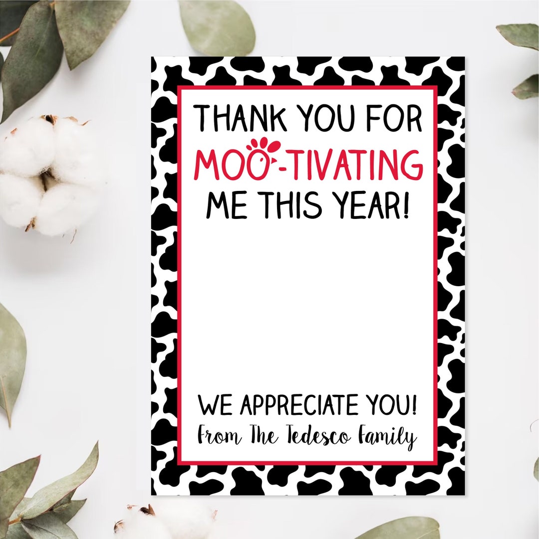 PRINTED Chick Fil A Gift Card Holder, Teacher Appreciation Gift Card